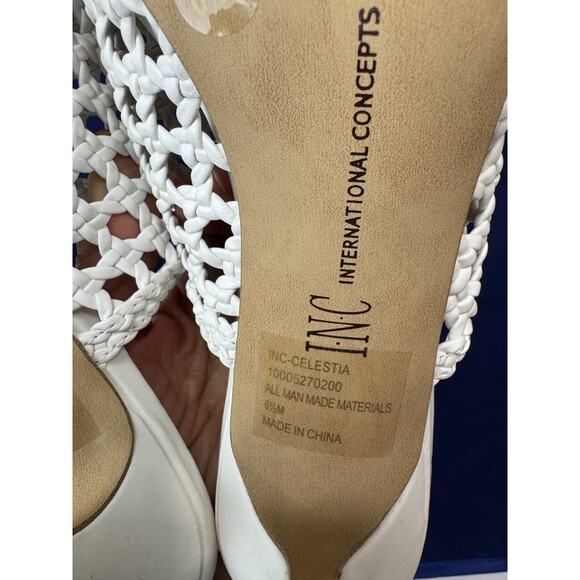 NWOT Celestia Woven Pointed-Toe Mules White INC International Concepts Boho 6.5 - Picture 10 of 11